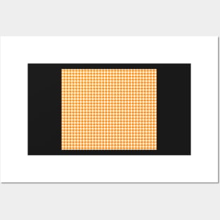 White and Orange Houndstooth Posters and Art